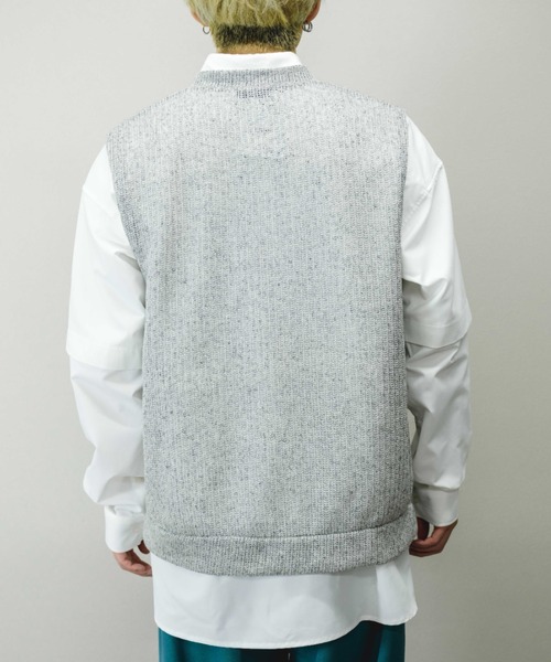 Chikashitsu +(チカシツプラス)の「【Chikashitsu +/チカシツプラス】see-through v neck knit vest/シースルーVネックニットベスト 重ね着 レイヤード(ベスト・メンズ・ブラック/イエロー/グレー・ONE SIZE)」の14枚目の写真