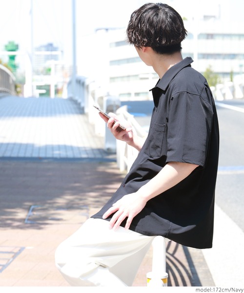 coca(coca)(コカ)の「メンズ 4WAYストレッチオープンカラーシャツ(シャツ/ブラウス・メンズ・ブラック/ネイビー・ONE SIZE)」の9枚目の写真