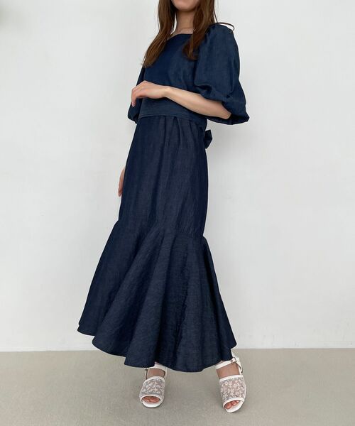 MAJESTIC LEGON（マジェスティックレゴン）の「レディクロップドブラウス（シャツ/ブラウス・レディース・ブラック/サックスブルー/イエロー/ネイビー・MEDIUM）」の14枚目の写真