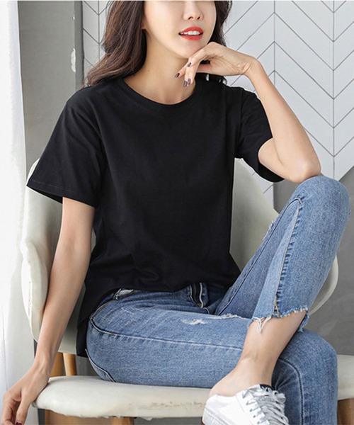 Amulet（アミュレット）の「シンプル半袖Tシャツ（Tシャツ/カットソー・レディース・ホワイト/ベージュ/ブラック・XL/L/M）」の2枚目の写真