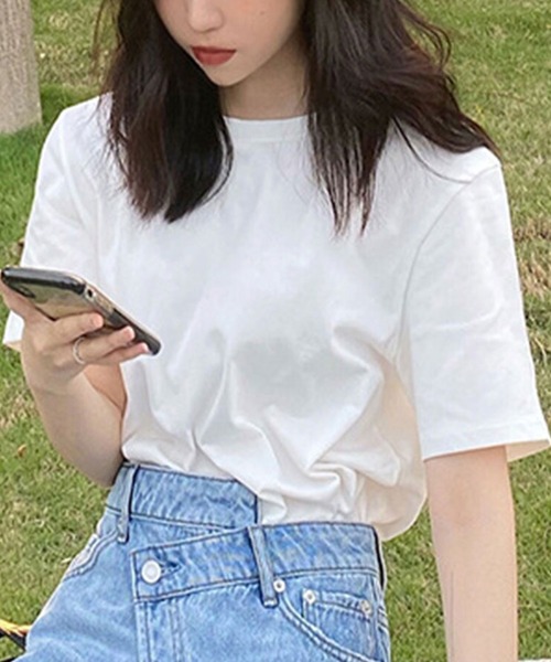 Amulet（アミュレット）の「シンプル半袖Tシャツ（Tシャツ/カットソー・レディース・ホワイト/ベージュ/ブラック・XL/L/M）」の4枚目の写真