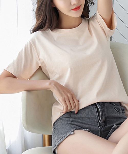 Amulet（アミュレット）の「シンプル半袖Tシャツ（Tシャツ/カットソー・レディース・ホワイト/ベージュ/ブラック・XL/L/M）」の7枚目の写真