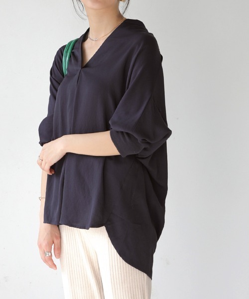 Bou Jeloud(ブージュルード)の「T/Rスラブスキッパーブラウス(シャツ/ブラウス・レディース・チャコールグレー/ベージュ/オフホワイト/グリーン/ブルー/ホワイト系その他/キャメル・38)」の18枚目の写真