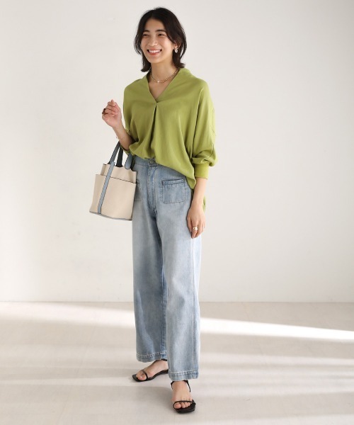 Bou Jeloud(ブージュルード)の「T/Rスラブスキッパーブラウス(シャツ/ブラウス・レディース・チャコールグレー/ベージュ/オフホワイト/グリーン/ブルー/ホワイト系その他/キャメル・38)」の14枚目の写真