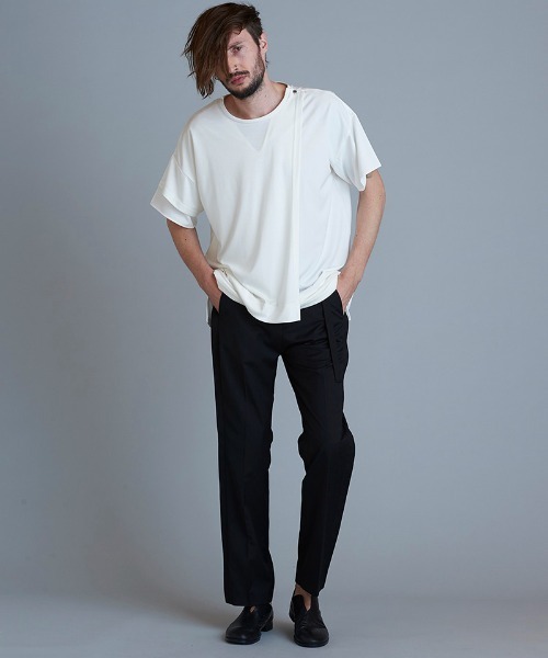 NO ID.(ノーアイディ)の「mt7855-アシンメトリ-スリーレイヤードC-N-T Tシャツ(Tシャツ/カットソー・メンズ・グレー/ブラック/ホワイト・2/1)」の12枚目の写真