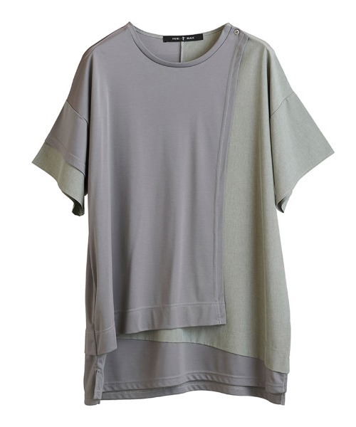 NO ID.(ノーアイディ)の「mt7855-アシンメトリ-スリーレイヤードC-N-T Tシャツ(Tシャツ/カットソー・メンズ・グレー/ブラック/ホワイト・2/1)」の22枚目の写真