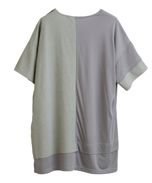 NO ID.(ノーアイディ)の「mt7855-アシンメトリ-スリーレイヤードC-N-T Tシャツ(Tシャツ/カットソー・メンズ・グレー/ブラック/ホワイト・2/1)」の16枚目の写真