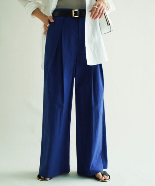 UNTITLED（アンタイトル）の「◆【清涼感】コットンタイプライター ワイドパンツ（その他パンツ・レディース・ブルー/ダークブラウン/ブラック/オフホワイト/ブラック系5・44/01/04/03/42/00/02/48）」の5枚目の写真