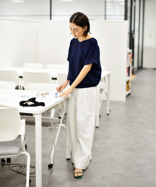 UNTITLED（アンタイトル）の「◆【清涼感】コットンタイプライター ワイドパンツ（その他パンツ・レディース・ブルー/ダークブラウン/ブラック/オフホワイト/ブラック系5・44/01/04/03/42/00/02/48）」の10枚目の写真