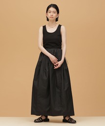 amomentoノースリーブ 黒 フレアワンピース Louere ワンピース バックオープンノースリーブフレアワンピース