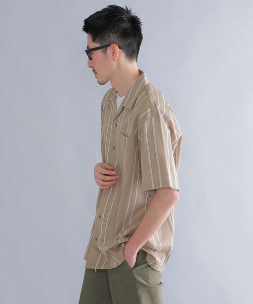 SHIPS（シップス）の「SHIPS: シルケット ラッセル ストライプ オープンカラー シャツ  22SS（シャツ/ブラウス・メンズ・ベージュ/ライトグリーン/ネイビー・SMALL/MEDIUM/LARGE/X-LARGE）」の5枚目の写真