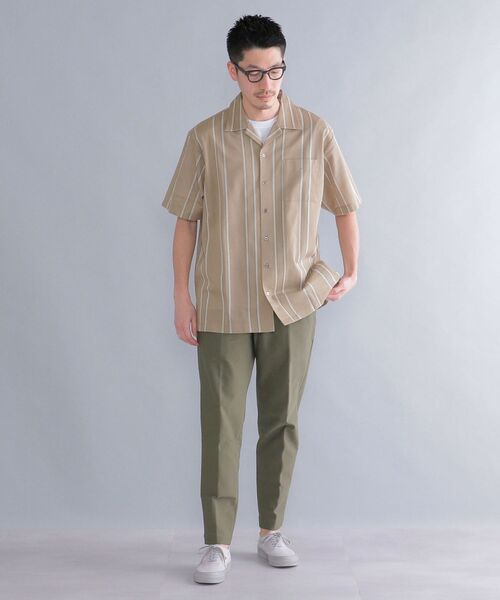 SHIPS（シップス）の「SHIPS: シルケット ラッセル ストライプ オープンカラー シャツ  22SS（シャツ/ブラウス・メンズ・ベージュ/ライトグリーン/ネイビー・SMALL/MEDIUM/LARGE/X-LARGE）」の8枚目の写真