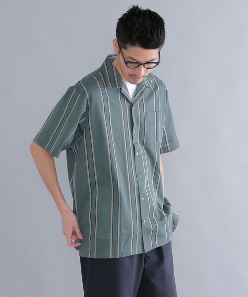 SHIPS（シップス）の「SHIPS: シルケット ラッセル ストライプ オープンカラー シャツ  22SS（シャツ/ブラウス・メンズ・ベージュ/ライトグリーン/ネイビー・SMALL/MEDIUM/LARGE/X-LARGE）」の12枚目の写真