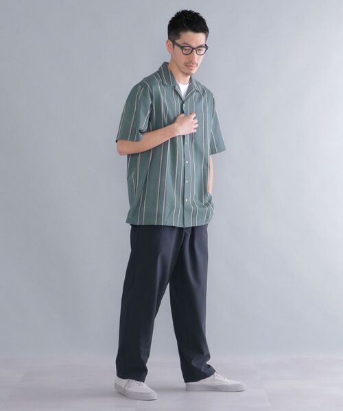 SHIPS（シップス）の「SHIPS: シルケット ラッセル ストライプ オープンカラー シャツ  22SS（シャツ/ブラウス・メンズ・ベージュ/ライトグリーン/ネイビー・SMALL/MEDIUM/LARGE/X-LARGE）」の16枚目の写真