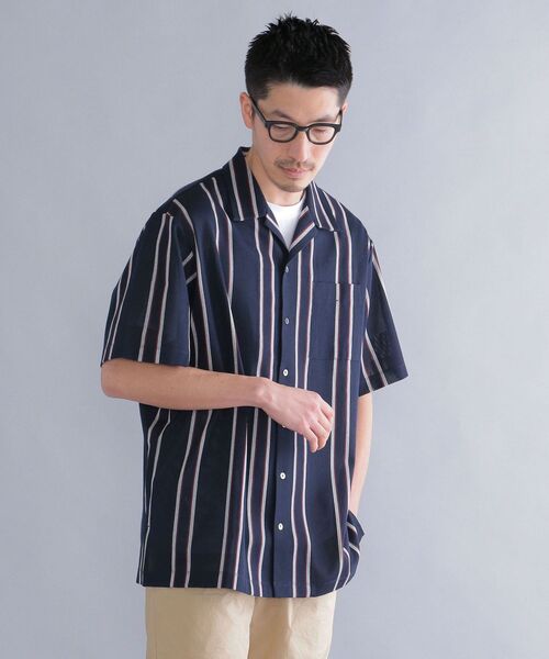 SHIPS（シップス）の「SHIPS: シルケット ラッセル ストライプ オープンカラー シャツ  22SS（シャツ/ブラウス・メンズ・ベージュ/ライトグリーン/ネイビー・SMALL/MEDIUM/LARGE/X-LARGE）」の20枚目の写真