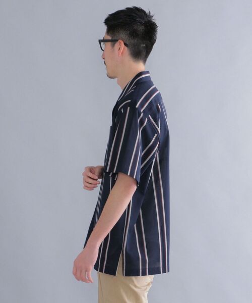 SHIPS（シップス）の「SHIPS: シルケット ラッセル ストライプ オープンカラー シャツ  22SS（シャツ/ブラウス・メンズ・ベージュ/ライトグリーン/ネイビー・SMALL/MEDIUM/LARGE/X-LARGE）」の21枚目の写真