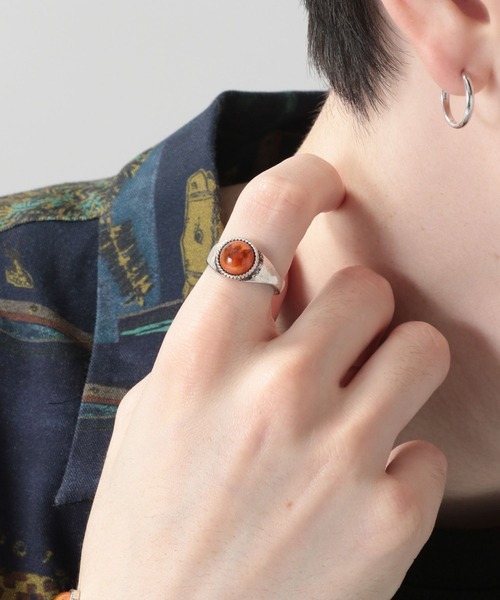 RAGEBLUE（レイジブルー）の「フラワープレス/モチーフリング（リング・メンズ・ネイビー/ブラウン/グリーン・FREE/MEDIUM）」の2枚目の写真