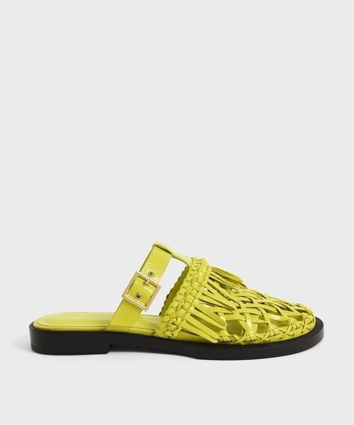 CHARLES & KEITH（チャールズ & キース）の「パナマ フリンジフラットミュール / Panama Fringe Flat Mules（サンダル・レディース・ライム/ブルー系その他2/ブラック・23.5cm/23cm/22.5cm/24.5cm/25cm/25.5cm）」の2枚目の写真