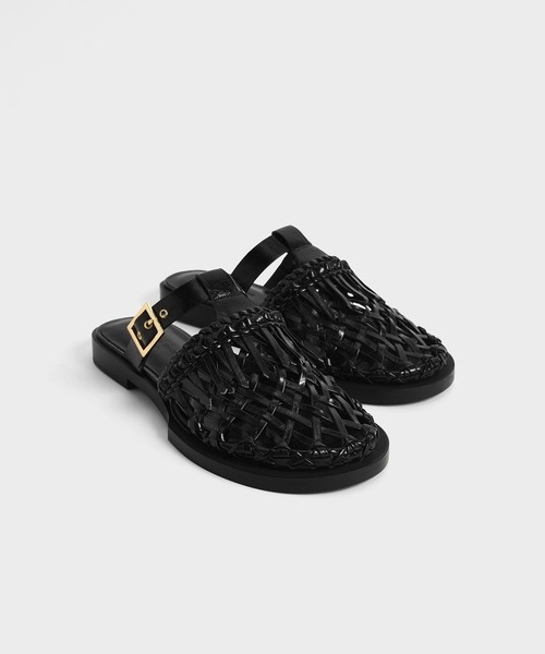 CHARLES & KEITH（チャールズ & キース）の「パナマ フリンジフラットミュール / Panama Fringe Flat Mules（サンダル・レディース・ライム/ブルー系その他2/ブラック・23.5cm/23cm/22.5cm/24.5cm/25cm/25.5cm）」の4枚目の写真