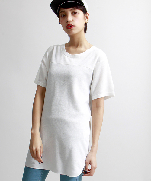 WEGO（ウィゴー）の「WEGO/ロングワッフルラウンドTシャツ（Tシャツ/カットソー・メンズ・ホワイト/ブラック/杢グレー・MEDIUM/LARGE）」の6枚目の写真