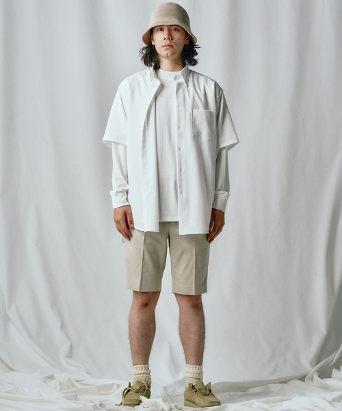 417 EDIFICE(フォーワンセブンエディフィス)の「【allery / アレリ―】スリムツイルショーツ(チノパンツ・メンズ・エメラルドブルー/カーキ/アイボリー・MEDIUM/LARGE/SMALL)」の22枚目の写真