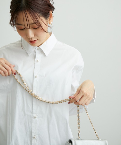 ROPE' PICNIC（ロペピクニック）の「無地/ストライプパール釦シャツ（シャツ/ブラウス・レディース・ホワイト/グリーン/ブルー系その他/ブルー/サックスブルー・38）」の2枚目の写真