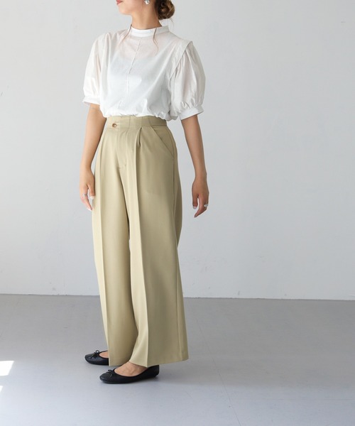 HER CLOSET(ハークローゼット)の「【shemoshelly】ボリュームスリーブコットンブラウス(シャツ/ブラウス・レディース・グリーン/オレンジ/ブラック/オフホワイト・M)」の11枚目の写真