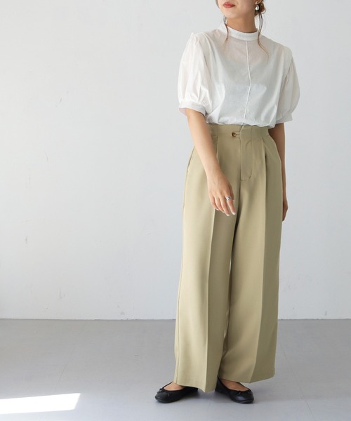 HER CLOSET(ハークローゼット)の「【shemoshelly】ボリュームスリーブコットンブラウス(シャツ/ブラウス・レディース・グリーン/オレンジ/ブラック/オフホワイト・M)」の12枚目の写真