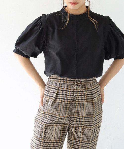 HER CLOSET(ハークローゼット)の「【shemoshelly】ボリュームスリーブコットンブラウス(シャツ/ブラウス・レディース・グリーン/オレンジ/ブラック/オフホワイト・M)」の14枚目の写真