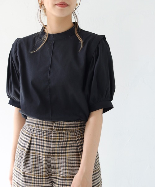 HER CLOSET(ハークローゼット)の「【shemoshelly】ボリュームスリーブコットンブラウス(シャツ/ブラウス・レディース・グリーン/オレンジ/ブラック/オフホワイト・M)」の17枚目の写真