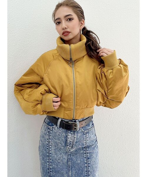 GYDA（ジェイダ）の「BIG COLLARショートMA-1（MA-1・レディース・ブラック/カーキ/マスタード・FREE）」の14枚目の写真