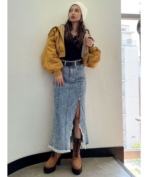 GYDA（ジェイダ）の「BIG COLLARショートMA-1（MA-1・レディース・ブラック/カーキ/マスタード・FREE）」の9枚目の写真