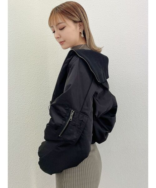 GYDA（ジェイダ）の「BIG COLLARショートMA-1（MA-1・レディース・ブラック/カーキ/マスタード・FREE）」の7枚目の写真