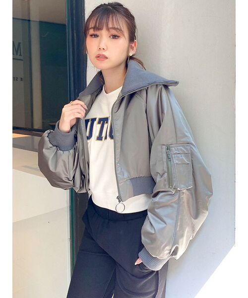 GYDA（ジェイダ）の「BIG COLLARショートMA-1（MA-1・レディース・ブラック/カーキ/マスタード・FREE）」の21枚目の写真