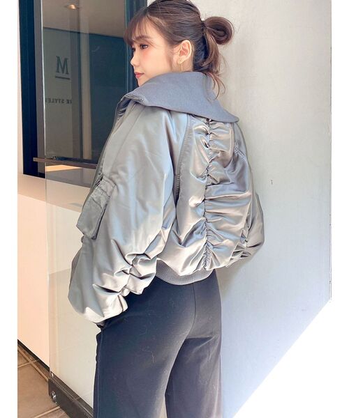 GYDA（ジェイダ）の「BIG COLLARショートMA-1（MA-1・レディース・ブラック/カーキ/マスタード・FREE）」の22枚目の写真