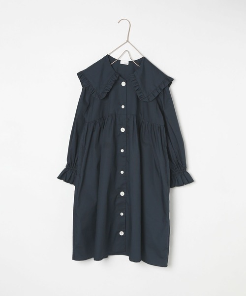 LOWRYS FARM(ローリーズファーム)の「BIGカラーワンピース 347832(ワンピース・キッズ・ネイビー/アイボリー/ブラウン/グリーン・110cm/120cm/130cm/140cm/150cm)」の4枚目の写真