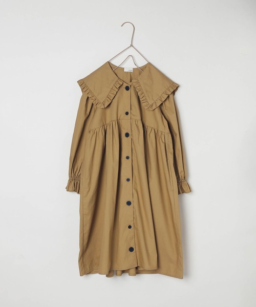 LOWRYS FARM(ローリーズファーム)の「BIGカラーワンピース 347832(ワンピース・キッズ・ネイビー/アイボリー/ブラウン/グリーン・110cm/120cm/130cm/140cm/150cm)」の1枚目の写真