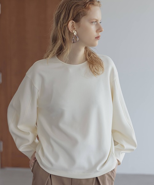 EUCLAID(エウクレイド)の「スウェットライクプルオーバー(Tシャツ/カットソー・レディース・カーキ/オフホワイト/ブラック・38)」の3枚目の写真