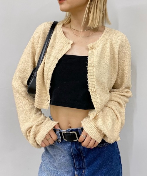 WHO'S WHO gallery(フーズフーギャラリー)の「ファンシーヤーンカーデ(カーディガン/ボレロ・レディース・ブラック/ベージュ/グレー・FREE)」の3枚目の写真