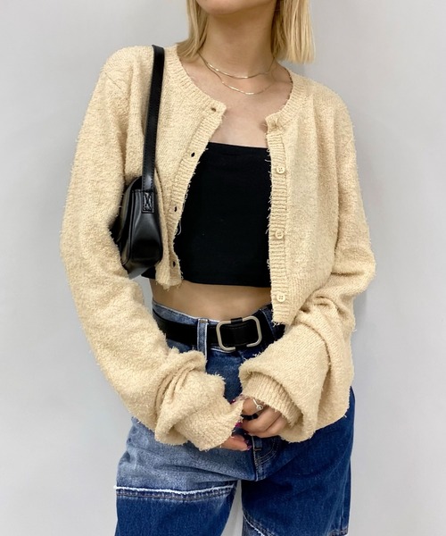 WHO'S WHO gallery(フーズフーギャラリー)の「ファンシーヤーンカーデ(カーディガン/ボレロ・レディース・ブラック/ベージュ/グレー・FREE)」の9枚目の写真