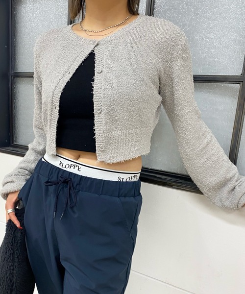 WHO'S WHO gallery(フーズフーギャラリー)の「ファンシーヤーンカーデ(カーディガン/ボレロ・レディース・ブラック/ベージュ/グレー・FREE)」の4枚目の写真