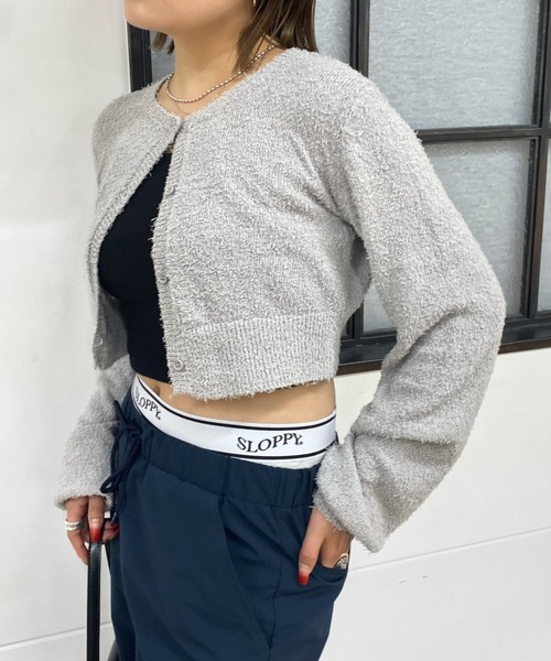 WHO'S WHO gallery(フーズフーギャラリー)の「ファンシーヤーンカーデ(カーディガン/ボレロ・レディース・ブラック/ベージュ/グレー・FREE)」の8枚目の写真