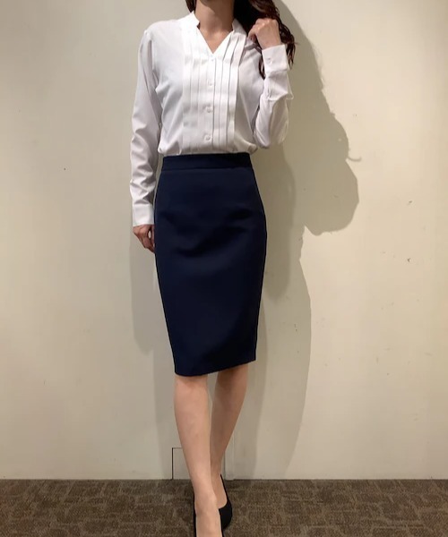 TOKYO SHIRTS（トウキョウシャツ）の「形態安定ノーアイロン ヘンリーネック 長袖ビジネスワイシャツ（ビジネスシャツ・レディース・ホワイト・S/M/L/LL）」の10枚目の写真