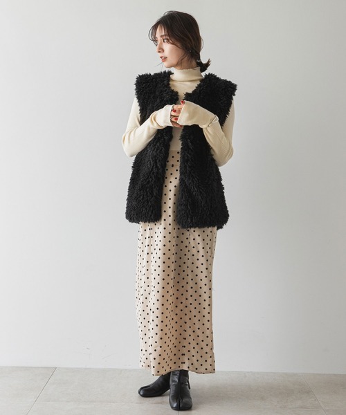 rectangle（レクタングル）の「リブタートルニット（ニット/セーター・レディース・アイボリー/レッド/ピンク/パープル/グリーン/ブラック/ホワイト×ブラック・FREE）」の18枚目の写真