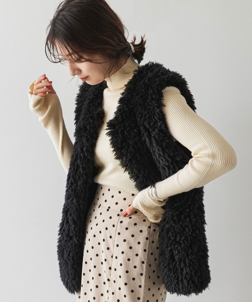 rectangle（レクタングル）の「リブタートルニット（ニット/セーター・レディース・アイボリー/レッド/ピンク/パープル/グリーン/ブラック/ホワイト×ブラック・FREE）」の15枚目の写真