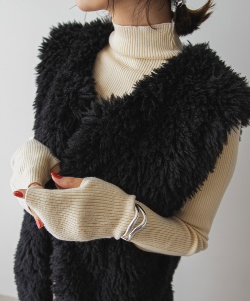 rectangle（レクタングル）の「リブタートルニット（ニット/セーター・レディース・アイボリー/レッド/ピンク/パープル/グリーン/ブラック/ホワイト×ブラック・FREE）」の14枚目の写真