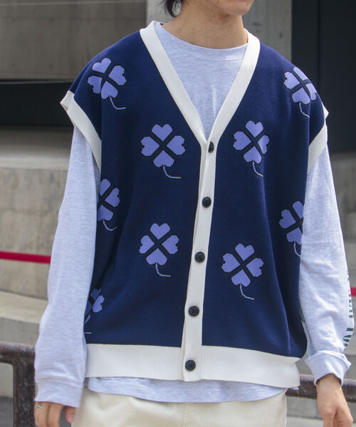 FREDY MAC（フレディーマック）の「【FREDYMAC/フレディマック】レトロ クローバー ガーディガン ニットベスト（ベスト・メンズ・ホワイト系その他/ブルー系その他/オレンジ系その他・FREE）」の8枚目の写真