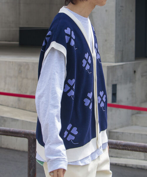 FREDY MAC（フレディーマック）の「【FREDYMAC/フレディマック】レトロ クローバー ガーディガン ニットベスト（ベスト・メンズ・ホワイト系その他/ブルー系その他/オレンジ系その他・FREE）」の9枚目の写真