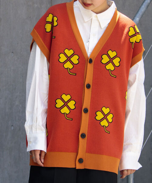FREDY MAC（フレディーマック）の「【FREDYMAC/フレディマック】レトロ クローバー ガーディガン ニットベスト（ベスト・メンズ・ホワイト系その他/ブルー系その他/オレンジ系その他・FREE）」の13枚目の写真
