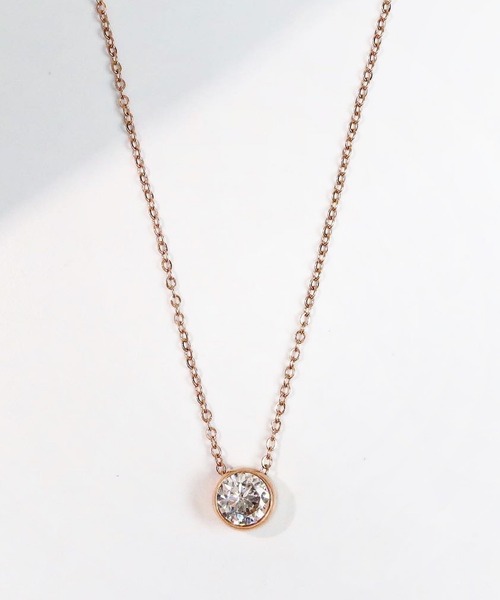 blackdia ocean(ブラックダイヤオーシャン)の「blackdia ocean 一粒ラインストーンネックレス(ネックレス・レディース・シルバー/ゴールド/ピンクゴールド・38cm)」の1枚目の写真